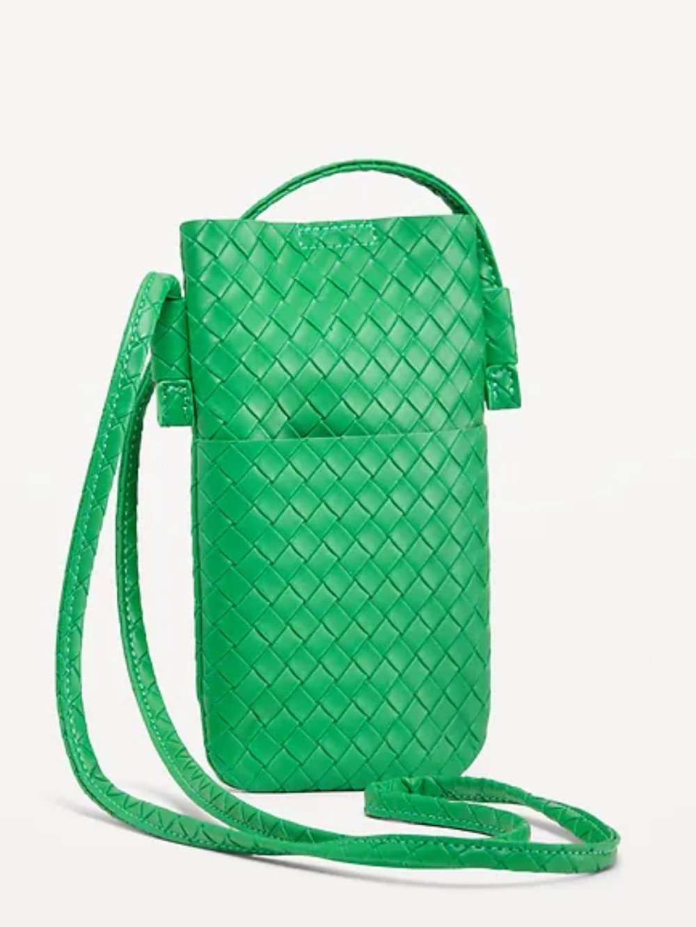 Green Woven Crossbody Phone Bag